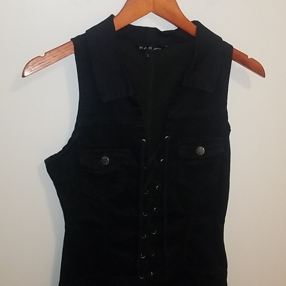Black denim romper